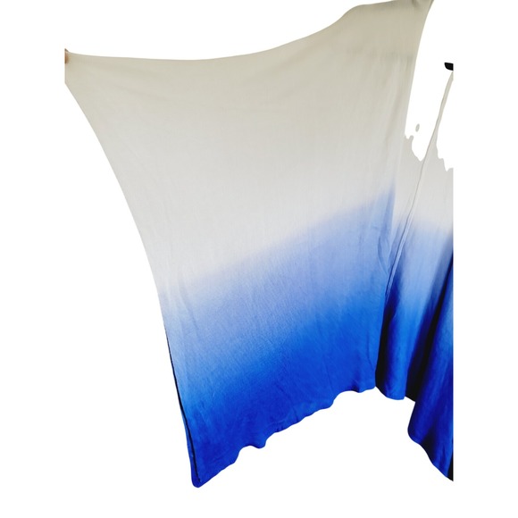 Lauren Ralph Lauren OS White & Blue Kimono Poncho Wrap Cape One Size Lightweight - Picture 6 of 8